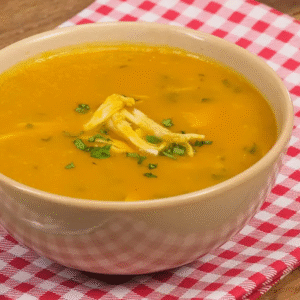 Sopa de abóbora com sobrecoxa desfiada (400g)